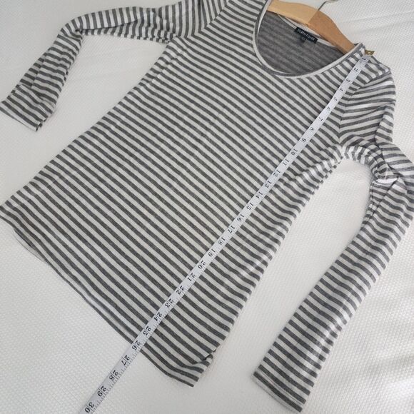 Eileen Fisher micromodal and cashmere blend long sleeve stripe layer blouse - Picture 9 of 11